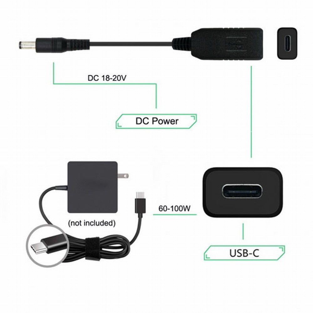 Chenyang USB 3.1 Type C USB-C to DC 20V 5.5 2.5mm 2.1mm Power Plug PD Emulator Trigger Charge Cable for Laptop UC-100-5525MM