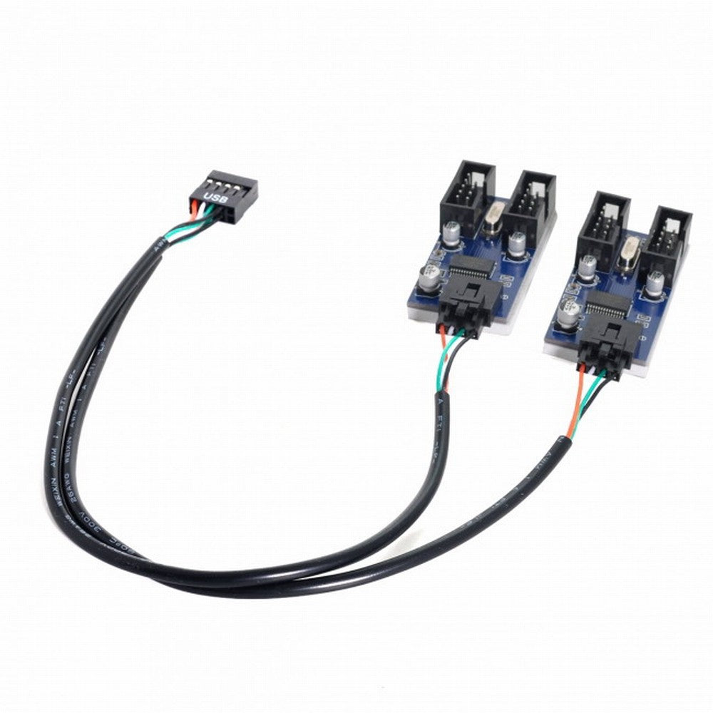 Chenyang 9pin USB 2.0 Header 1 to 2 / 4 Female Extension Cable HUB Connector Adapter Port Multilier U2-004