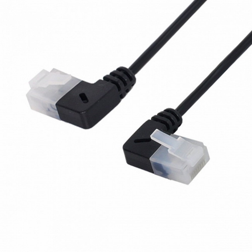 Chenyang Ultra Slim Cat6 Ethernet Cable RJ45 Left to Right Angled 25cm UTP Network Cable Patch Cord 90 Degree Cat6a Lan for Laptop Router TV BOX UT-008-LR