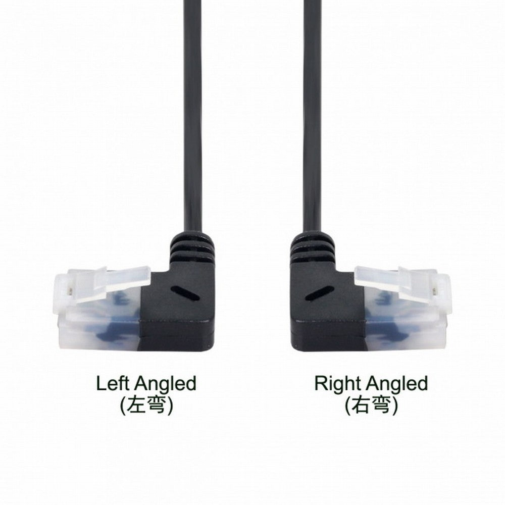 Chenyang Ultra Slim Cat6 Ethernet Cable RJ45 Left to Right Angled 25cm UTP Network Cable Patch Cord 90 Degree Cat6a Lan for Laptop Router TV BOX UT-008-LR