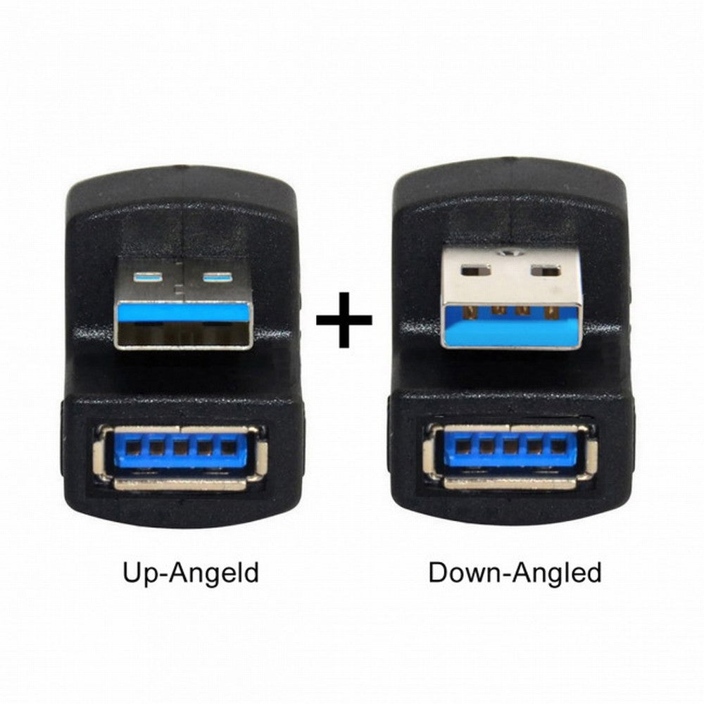 Chenyang 2pcs/Set Up Down Angled USB 3.0 Adapter A Male to Female Extension 180 Degree 5Gbps U3-099