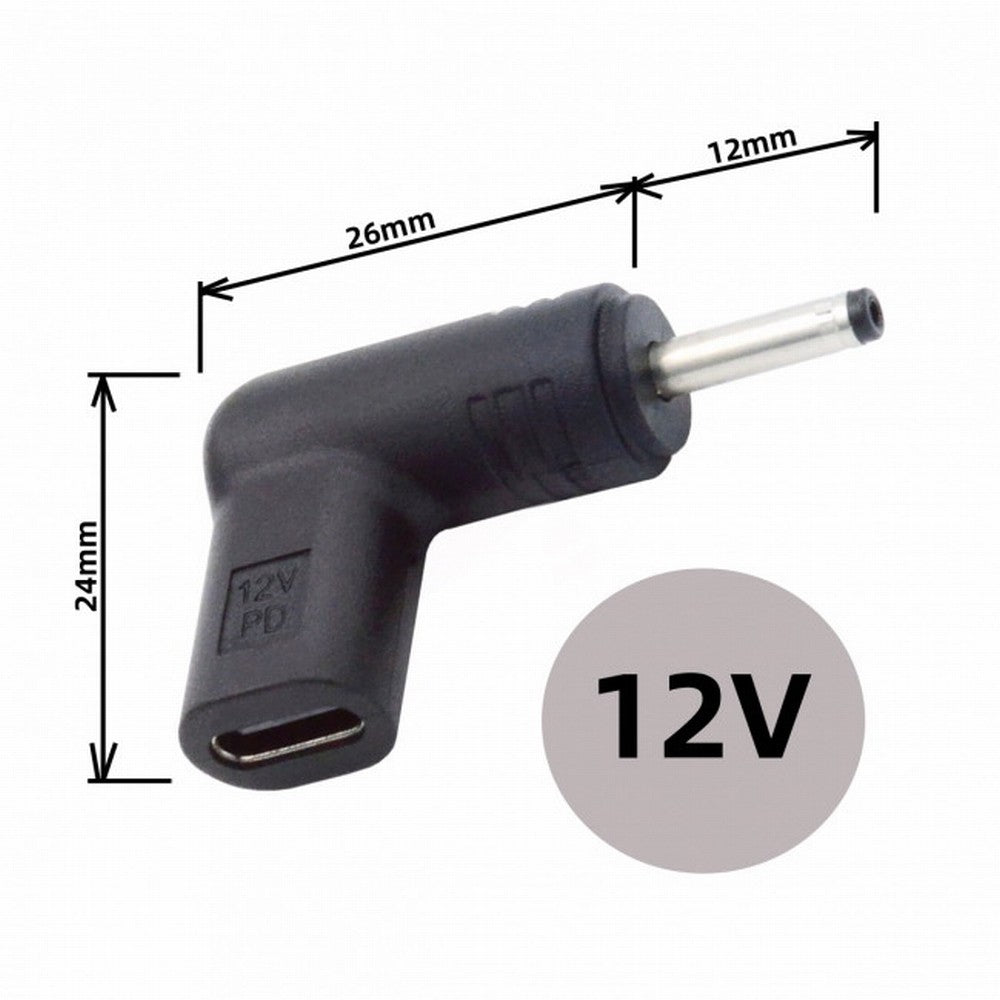 Chenyang USB 3.1 Type C USB-C Female to DC 12V 3.0x1.1mm Plug Adapter PD Emulator Trigger 90 Degree Angled UC-090-3011MM