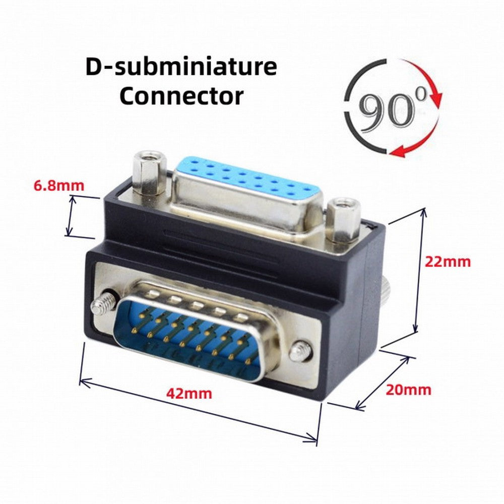 Chenyang Down 90 Degree Angled DSUB D-subminiature 15pin Male to Female Extension Adapter DB Connector DB-003-DN