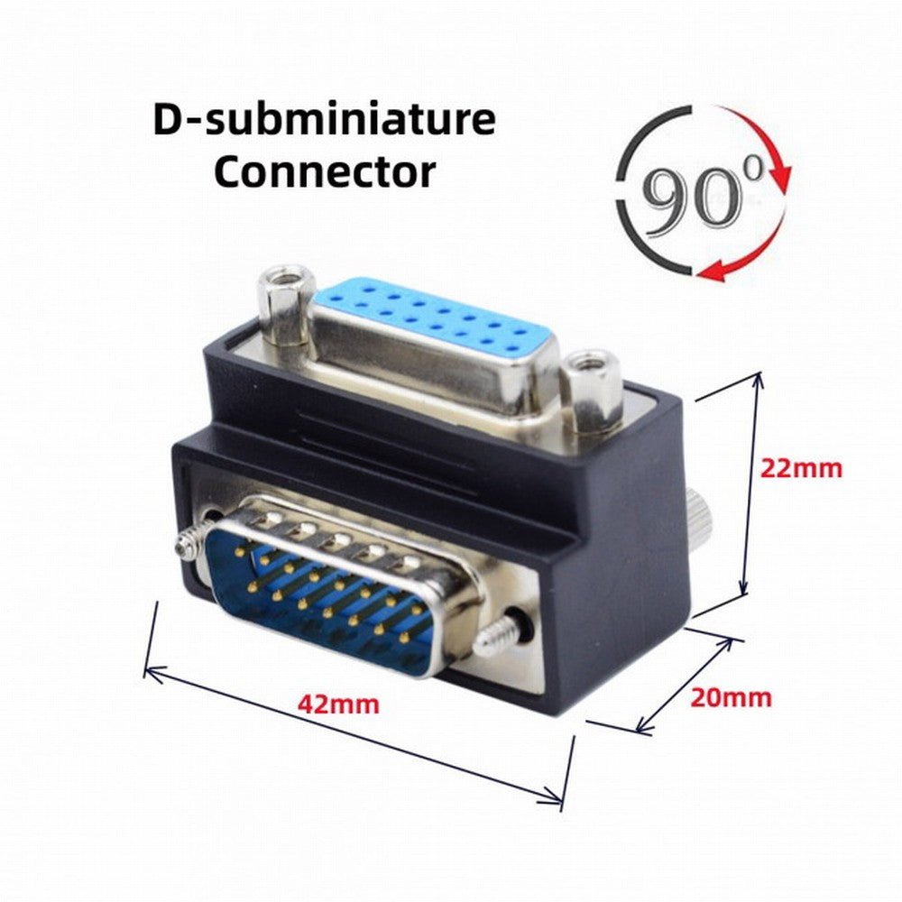 Chenyang Up 90 Degree Angled DSUB D-subminiature 15pin Male to Female Extension Adapter DB Connector DB-003-UP