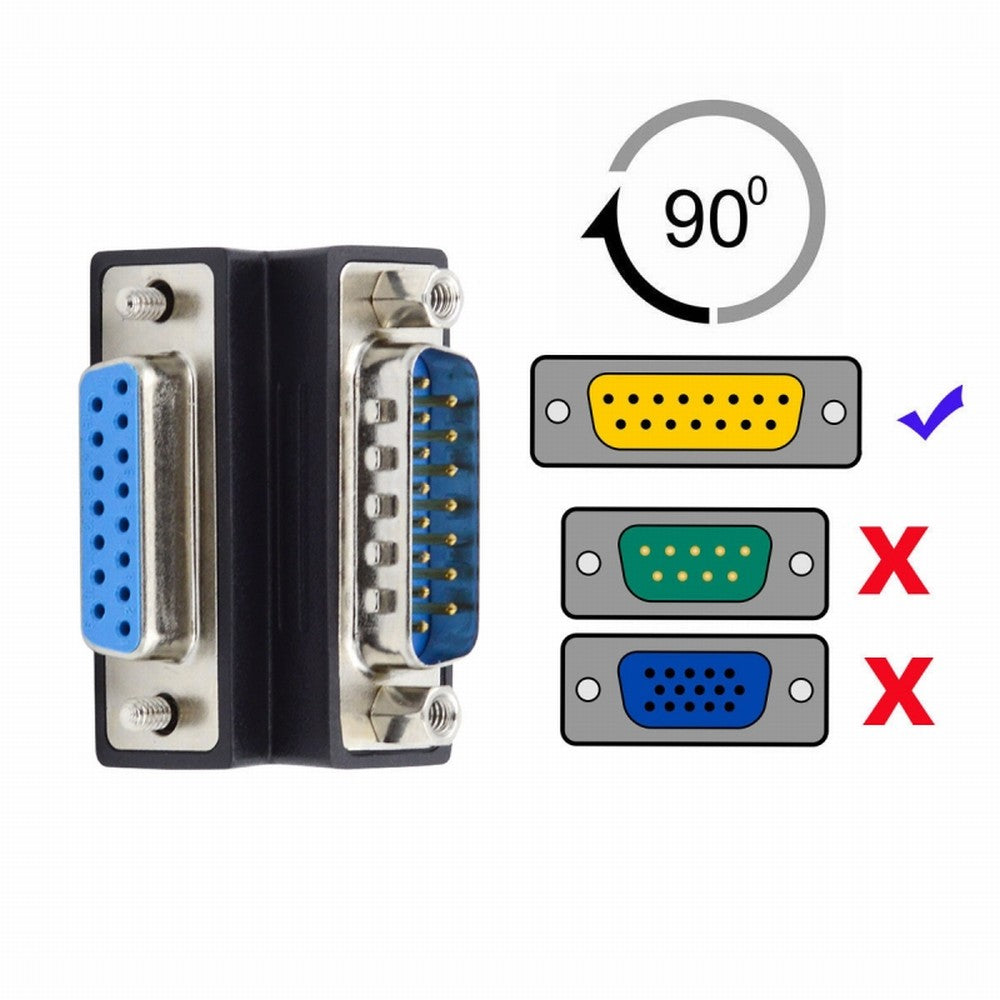 Chenyang DSUB RS232 D-subminiature 15pin Male Nut to Female Screw Extension Adapter DB Connector Up 90 Degree Angled DB-017-UP
