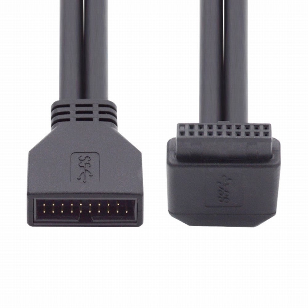 Chenyang Down Angled USB 3.0 20Pin 19Pin Male to Female Extension 5Gbps Cable 90 Degree for Motherboard Mainboard U3-082-DN