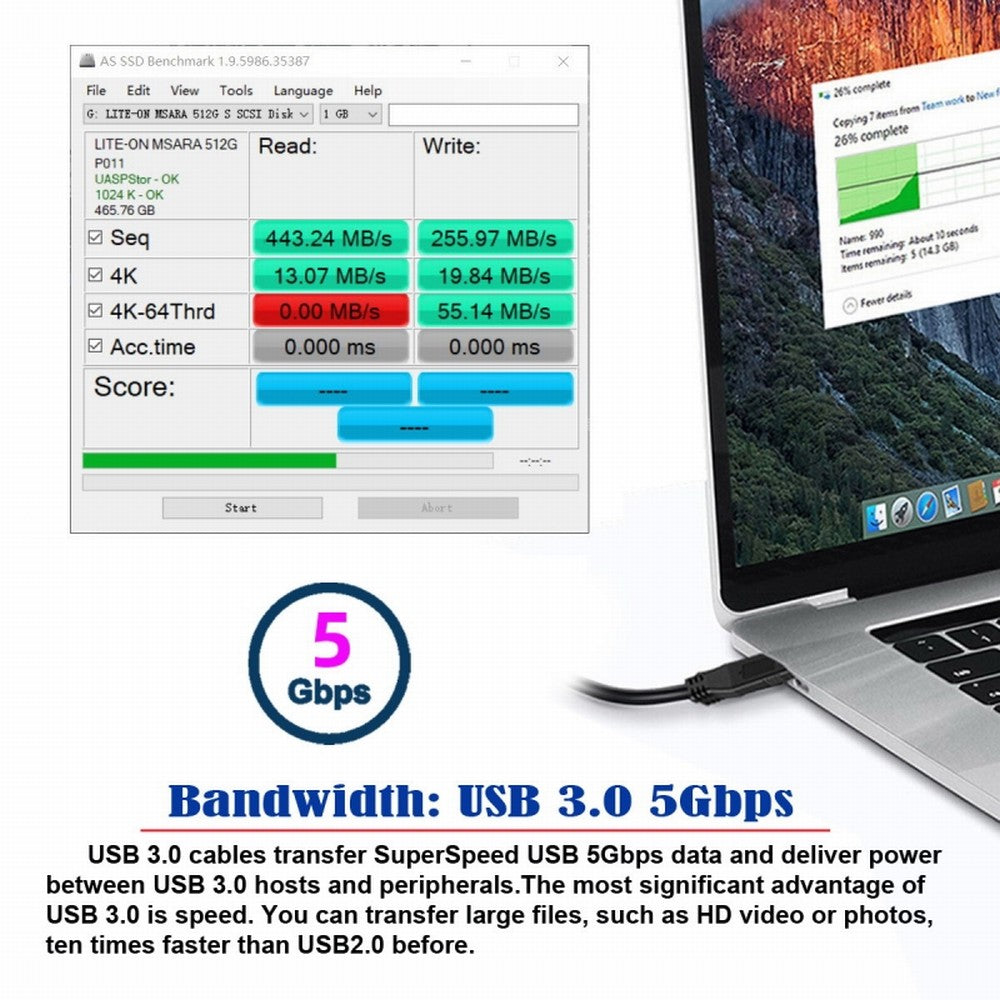 Chenyang Angled USB 3.0 Type-A Male to Straight 3.0 Type-A Male Data 5Gbps Cable 90 Degree Left Angled 40cm U3-069-LE