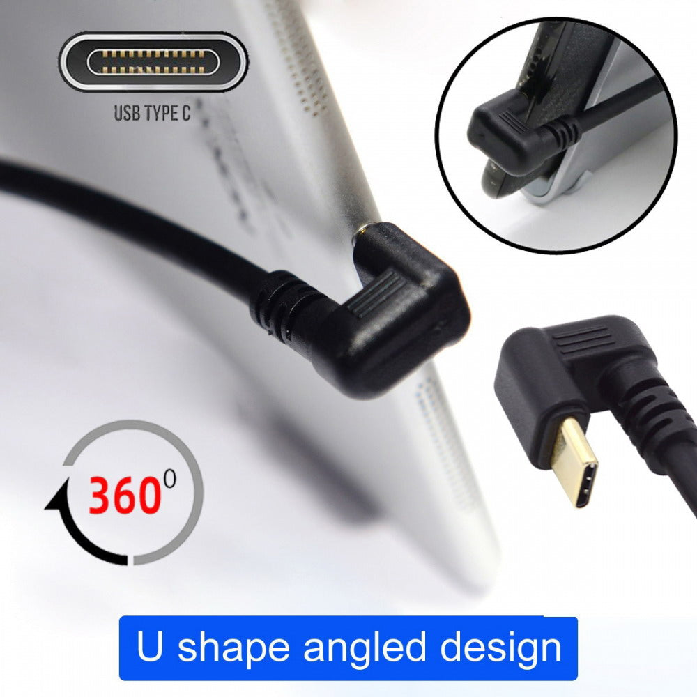 Chenyang Right Angled USB3.0 Type-A to Type C USB-C Male to Male Power Data Cable 5Gbps USB-C Opposite U Shape Back Angled UC-101-RI