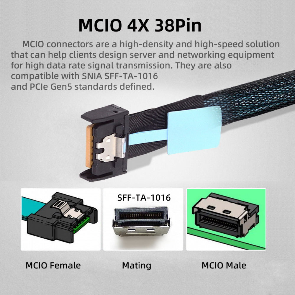 Chenyang PCI-Express 5.0 4.0 4X to MCIO Mini Cool Edge IO Female Host Adapter for PCIe Nvme U.2 SSD SF-085