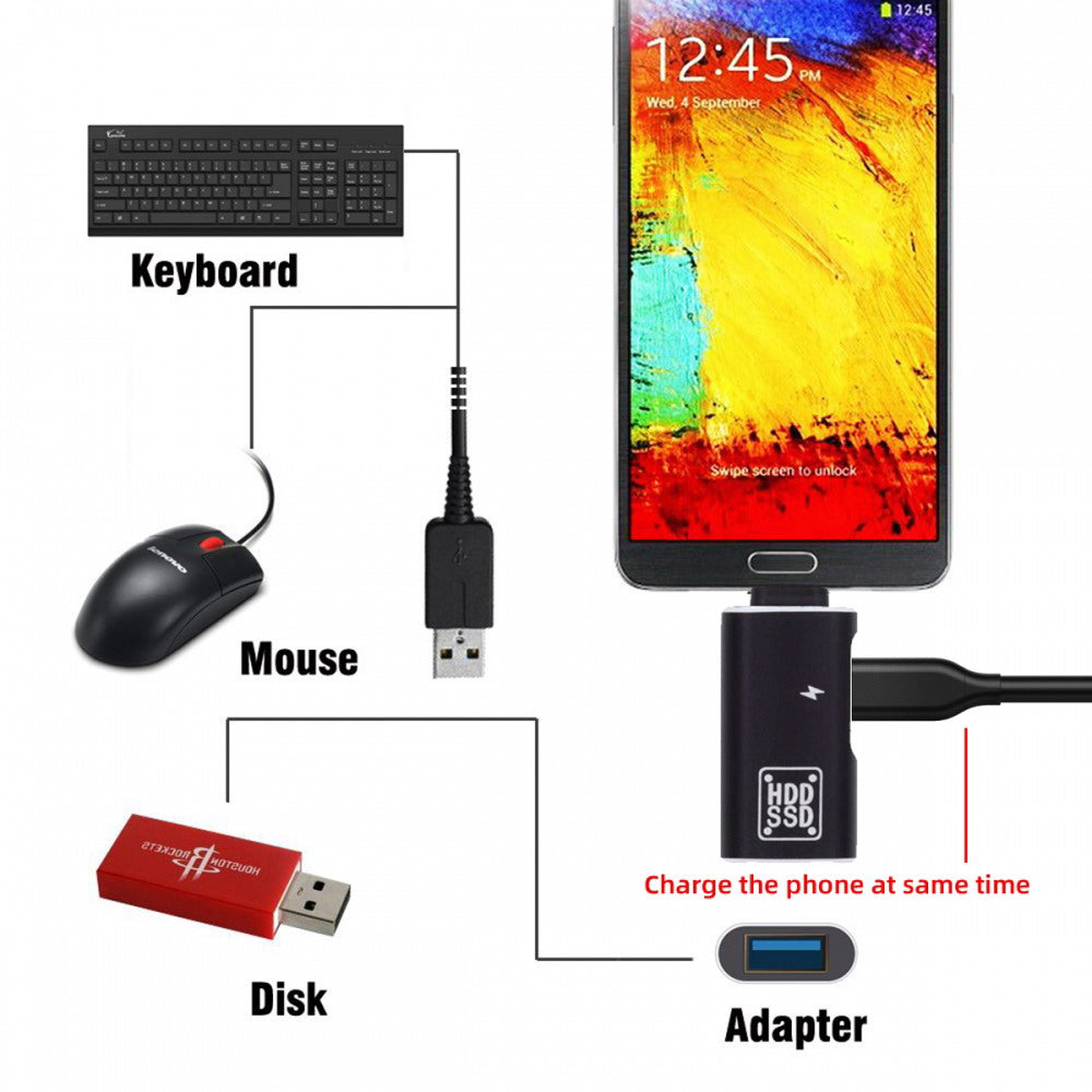 Chenyang 10Gbps USB-C Type-C to USB 3.0 Female OTG & DC 5V Power Adapter for Tablet Phone UC-035-AC