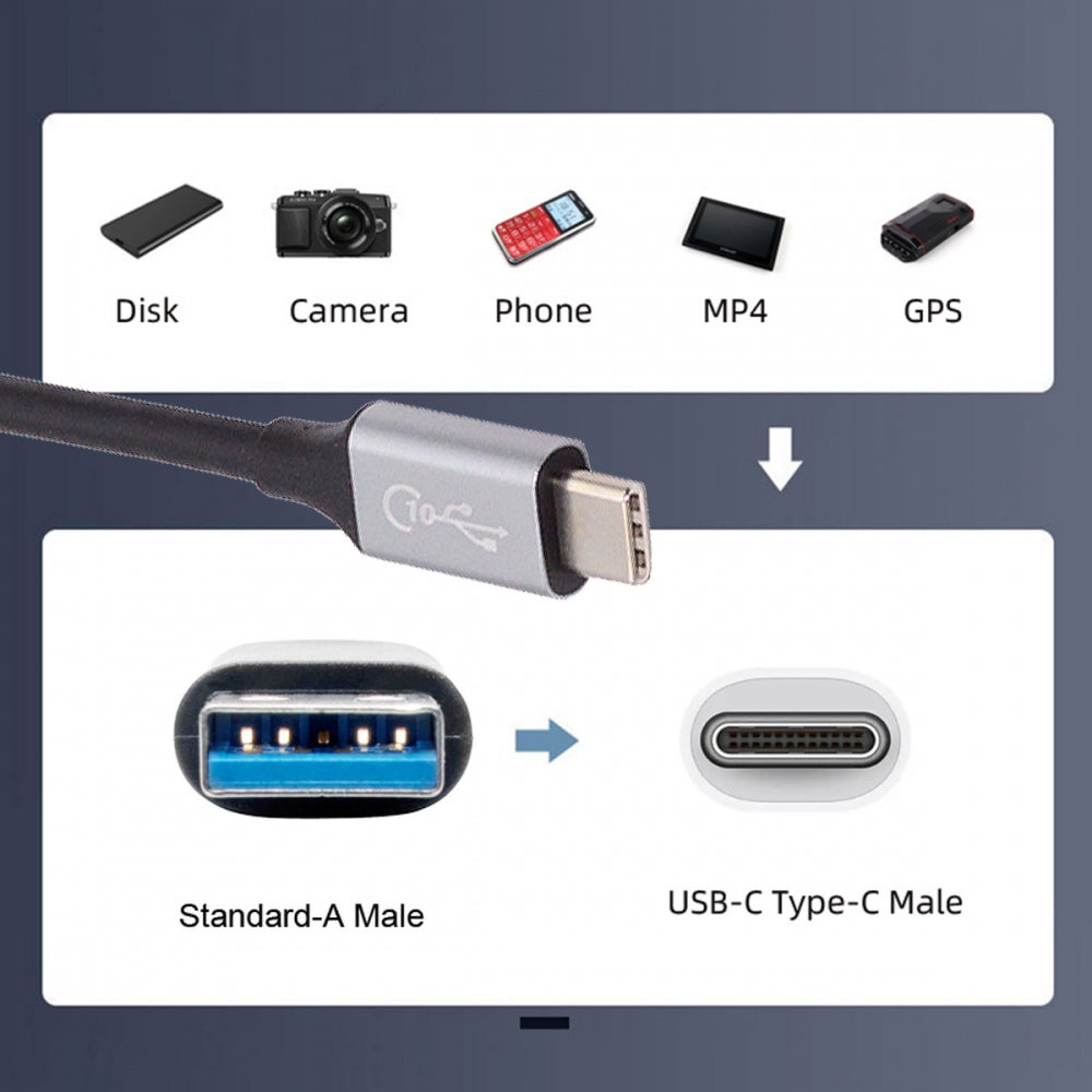 Chenyang 10Gbps USB 3.1 Type C Male to USB3.0 Type A Male Data Power Cable 5V3A for Laptop Phone Disk UC-036-0.30M/UC-036-0.50M